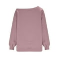 thumbnail image 4 of Womens Off Shoulder Sweatshirt Oversized Drop Shoulder Long Sleeve Fleece Pullover Top Fall Soft Outfits, 4 of 6