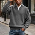 thumbnail image 5 of TOUMENY Men Sweater Stand Collar Long Sleeve Solid Casual Loose Warm Pullover Fall Winter Fashion Half Zip Knit Tops Gray XL, 5 of 7