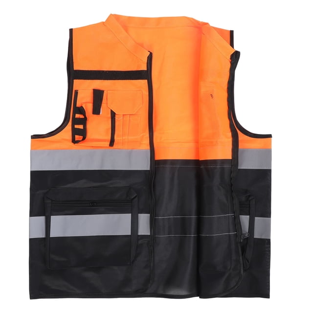 Class 2 High Visibility Vest, with Dual Tone Reflective Strips and Multiple Pockets, for Construction