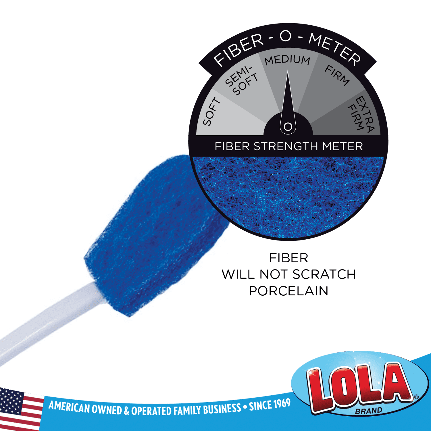 LOLA Bath & Toilet Bowl Scrubber Brush w/ Comfort Handle, 72 Pack, w/ Hang Hole. Non-Scratch, Removes Rings w/ Scrubbing Pad