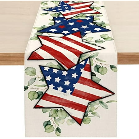 

Pentagram Table Runner Patriotic Stars Independence Day Memorial Day Kitchen Dining Coffee Indoor and Outdoor Home Parties Decor
