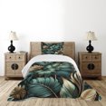 thumbnail image 4 of Ambesonne Green Quilted Bedspread Set 2 Pcs, Night Jungle Leaves Jade Tone, Twin Size, Petrol Blue Khaki Teal, 4 of 4