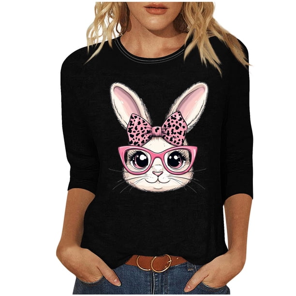 Camisetas Casuales de las Mujeres Impresas 3/4 Manga Cuello Redondo Blusa, Moda Ligera Superior para el Hogar Y el Uso Diario, Cómoda Imitación de la Tela Del Estante