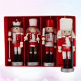 thumbnail image 5 of KEINXS 4 Pcs Wood Walnut Soldier Puppet Showcase Hanging Decor Nutcrackers Ornament for Christmas Tree Home Party (Red), 5 of 6