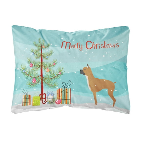 Carolines Treasures BB2971PW1216 Boxer Merry Christmas Tree Canvas Fabric Decorative Pillow, 12H x16W, multicolor