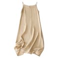 thumbnail image 2 of Summer Vacation Dresses For Women Fashion Solid Color Camis Sleeveless Round Neck Sundresses Tank Dresses — Beige∣XL, 2 of 7