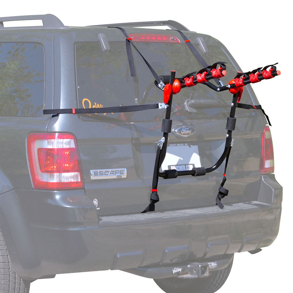 Bike Rack Car SUV Holds 3 Bicycle Rear Trunk Carrier Mount Folds Red Foldable 