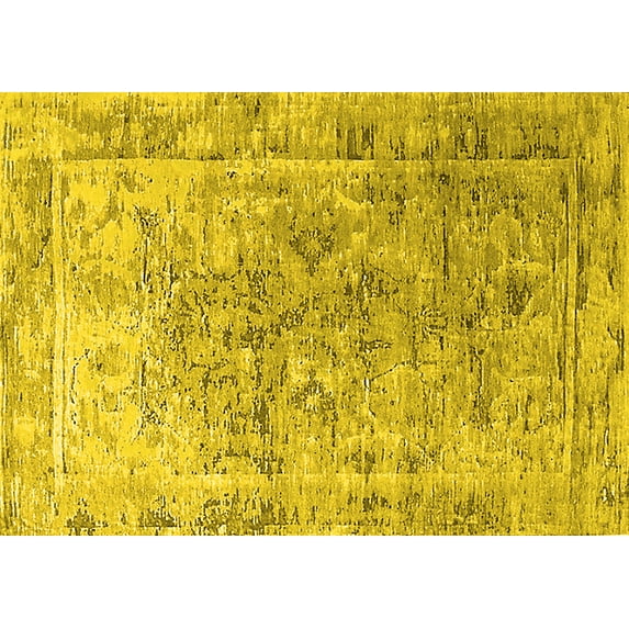 Ahgly Company Machine Washable Indoor Rectangle Oriental Yellow Industrial Area Rugs, 2' x 5'