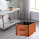 thumbnail image 5 of Cesta de almacenamiento de cuero con asa, plegable, grande, para cajón, juguetes de oficina naranja, 5 of 9
