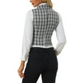 thumbnail image 3 of INSPIRE CHIC Women's Waistcoat Notched Lapel V Neck Single Breasted Vintage Plaid Vest XS Black, 3 of 6
