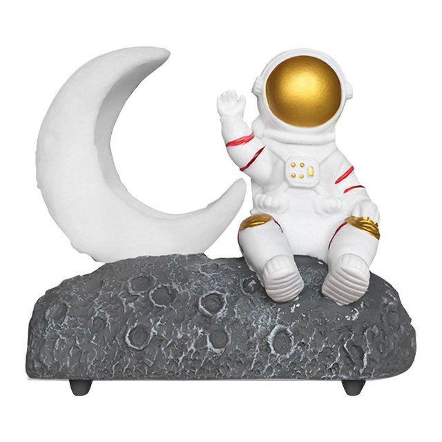 Wireless Bluetooth Speaker with LED Light Astronaut and Moon Shape FM Radio USB Decorative Bass Stereo Speaker Gold