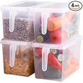 thumbnail image 1 of Fridge Organizer,4 Pack Refrigerator Organizer Bins,fridge Organizers And Storage Clear With Handle & Lid,fruit Containers For Fridge,fridge Storage T, 1 of 5