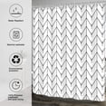 thumbnail image 5 of Extra Long Shower Curtain for Bathroom, Modern Black White Herringbone Geometric Striped Decor 84 Inches Long, Waterproof Fabric, Weighted Hem, with 12 Hooks 72 x 84, 5 of 6