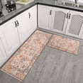 thumbnail image 3 of 2 Piece Bohemian Light Pink Carpet Rug Kitchen Rug Set, Decor Kitchen Rugs, Absorbent Non-Slip Washable Floor Mats, Home Indoor Runner Rugs 17"x47"+17"x30", 3 of 7