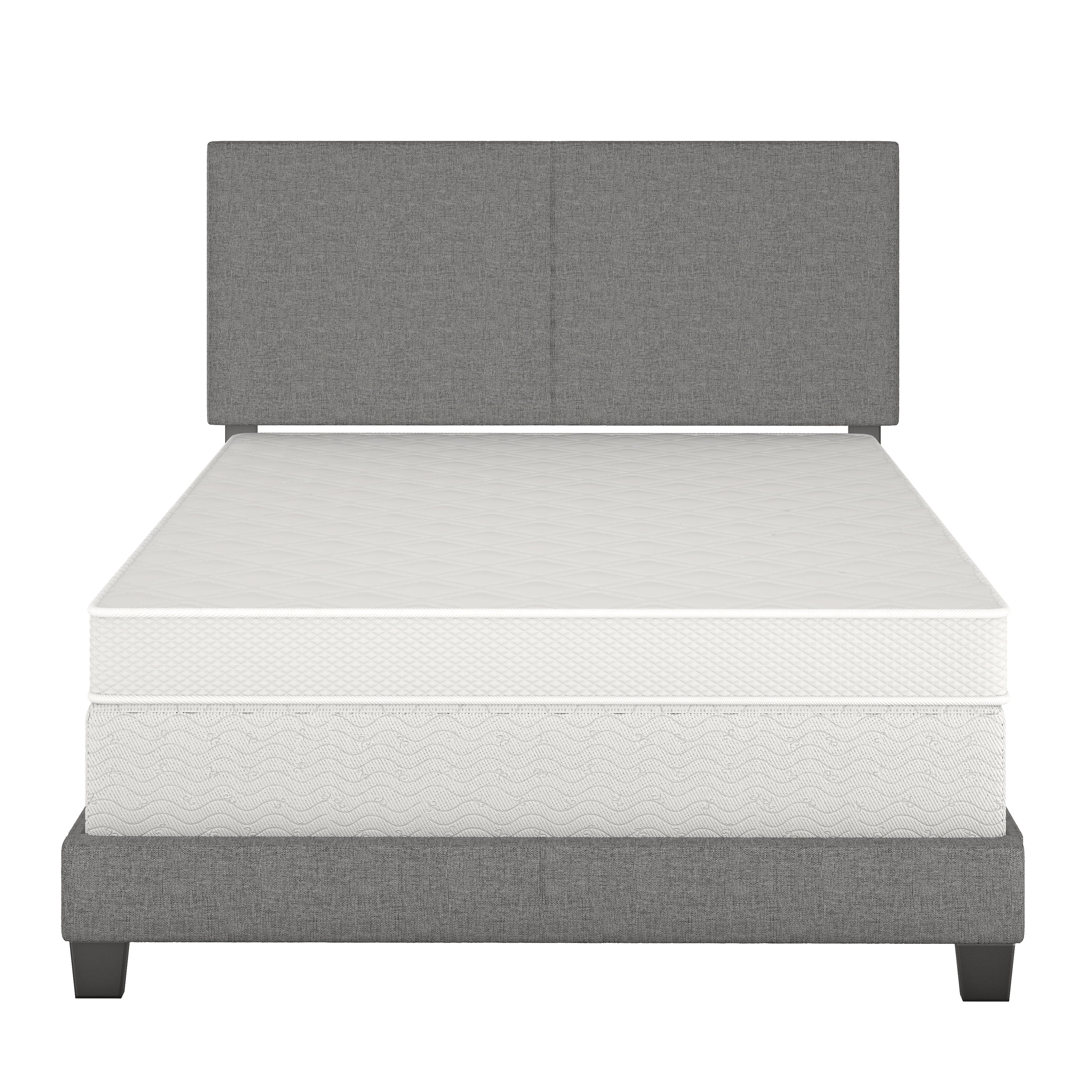 Boyd Sleep Milan Gray Linen Full Size Fully Upholstered Platform Bed Frame with Adjustable Headboard, Qualified Box Spring or Foundation Required for Use