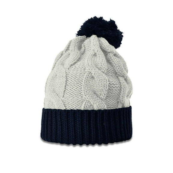 Richardson - Chunk Twist Cuffed Beanie - 141R - Stone/ Navy - Size: One Size