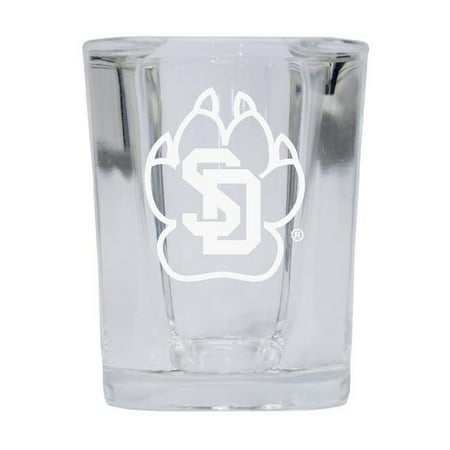 

R & R Imports SGSE2-C-SDO20 South Dakota Coyotes 2 oz Square Shot Glass Laser Etched Logo Design - Pack of 2