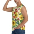 thumbnail image 3 of Lsque Sunflower Cornflower Poppy Print Men's Cotton Blend Sleeveless Muscle Shirts (S-3XL)- Moisture Wicking, Odor Protection, UPF 30+,XX-Large, 3 of 8