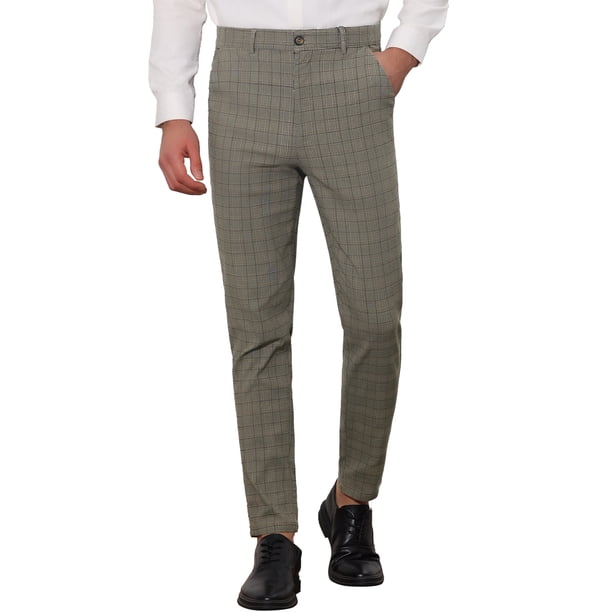Pantalones de cuadros INSPIRE CHIC para hombres con patrón de cuadros de colores contrastantes 30 Marrón oscuro
