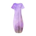 thumbnail image 4 of Women Summer Casual T-Shirt Dress Crewneck Sundress Aline Flowy Maxi Long Beach Dress Vacation Outfits Purple S, 4 of 5