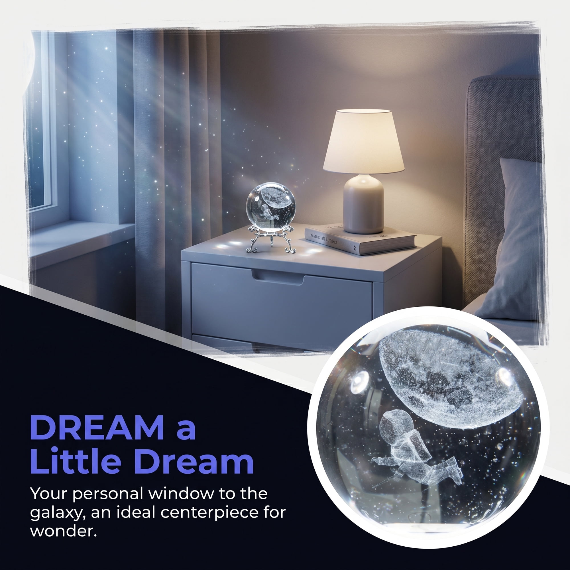 Unique Bargains Crystal Ball Figurine 3D Glass Paperweight with Base Clear Style G