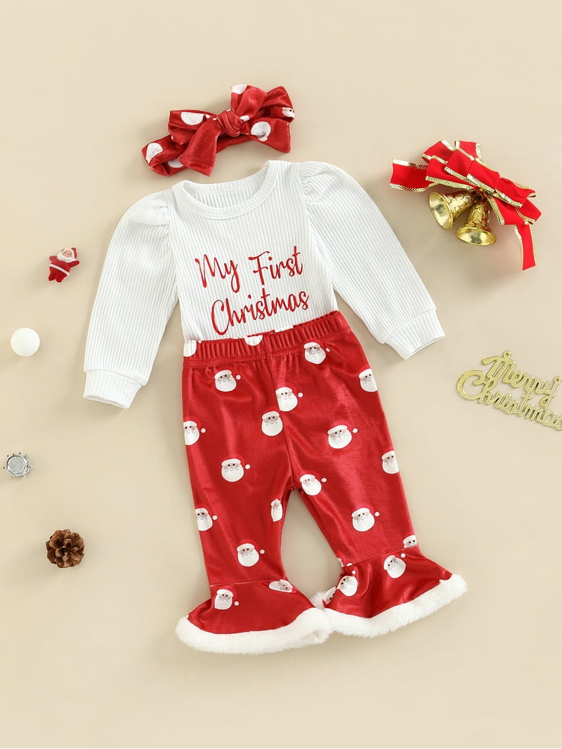 Jamlynbo My First Christmas Baby Outfit, Santa Onesie, Bell - Main Image