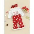 thumbnail image 3 of My First Christmas Baby Girl Outfit 3 6 12 18 Months Ribbed Romper Onesie+Santa Flared Pants+Headband Newborn 1st Christmas Clothes, 3 of 7