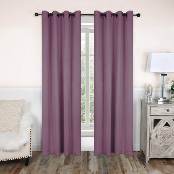 Bkue Nile Mills Modern, Classic Solid Semi Blackout Curtains, Set of 2, 52" x 108", Wisteria