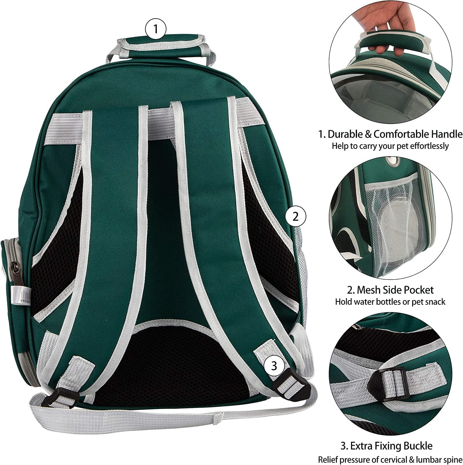 Costyle Pet Cat Carrier Backpack Transparent Space Capsule Pet Dog Bubble Bag Hiking Backpack Airline Approved Travel Carrier, Green