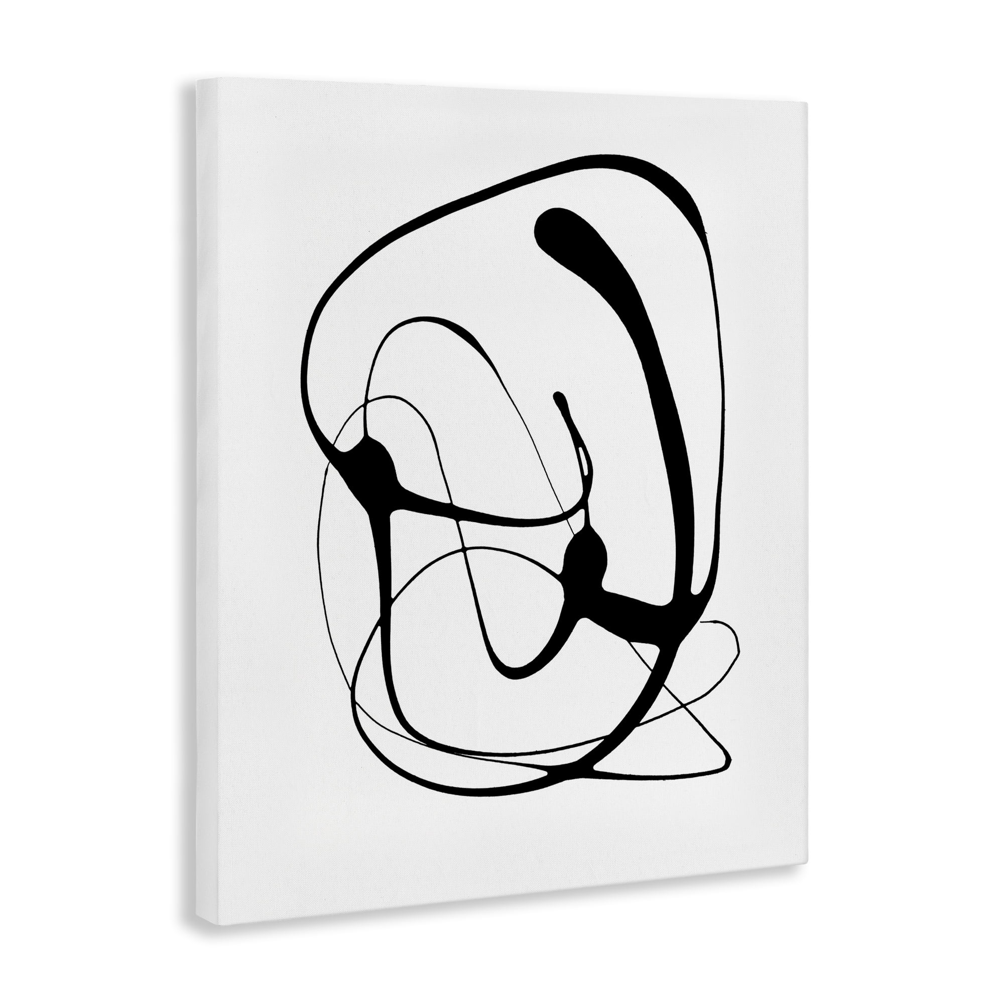 Stupell Industries Black Modern Swirl Abstract Painting Gallery Wrapped Canvas Art Print Wall Art, 36 x 48