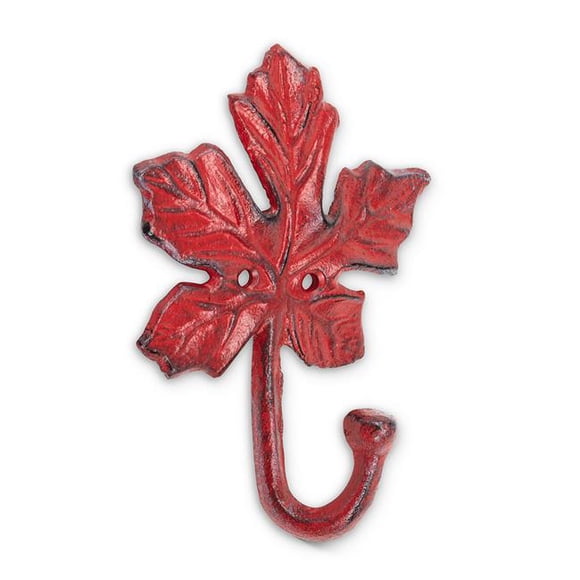 6 in. Maple Leaf Wall Hook, Antique Red