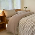 thumbnail image 2 of Tan Gingham Queen Duvet Cover Set, Taupe Plaid Comforter Cover Set, 3 Pieces Checked Bedding Set (Tan Gingham, Queen), 2 of 9