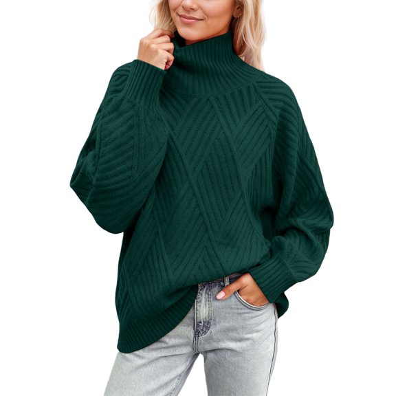 Women's Sweaters Elegant Crochet Pattern High Neck Pullover Sweater Soft Knit Casual Comfortable Turtleneck Top for Everyday Wear and Versatile Outfits