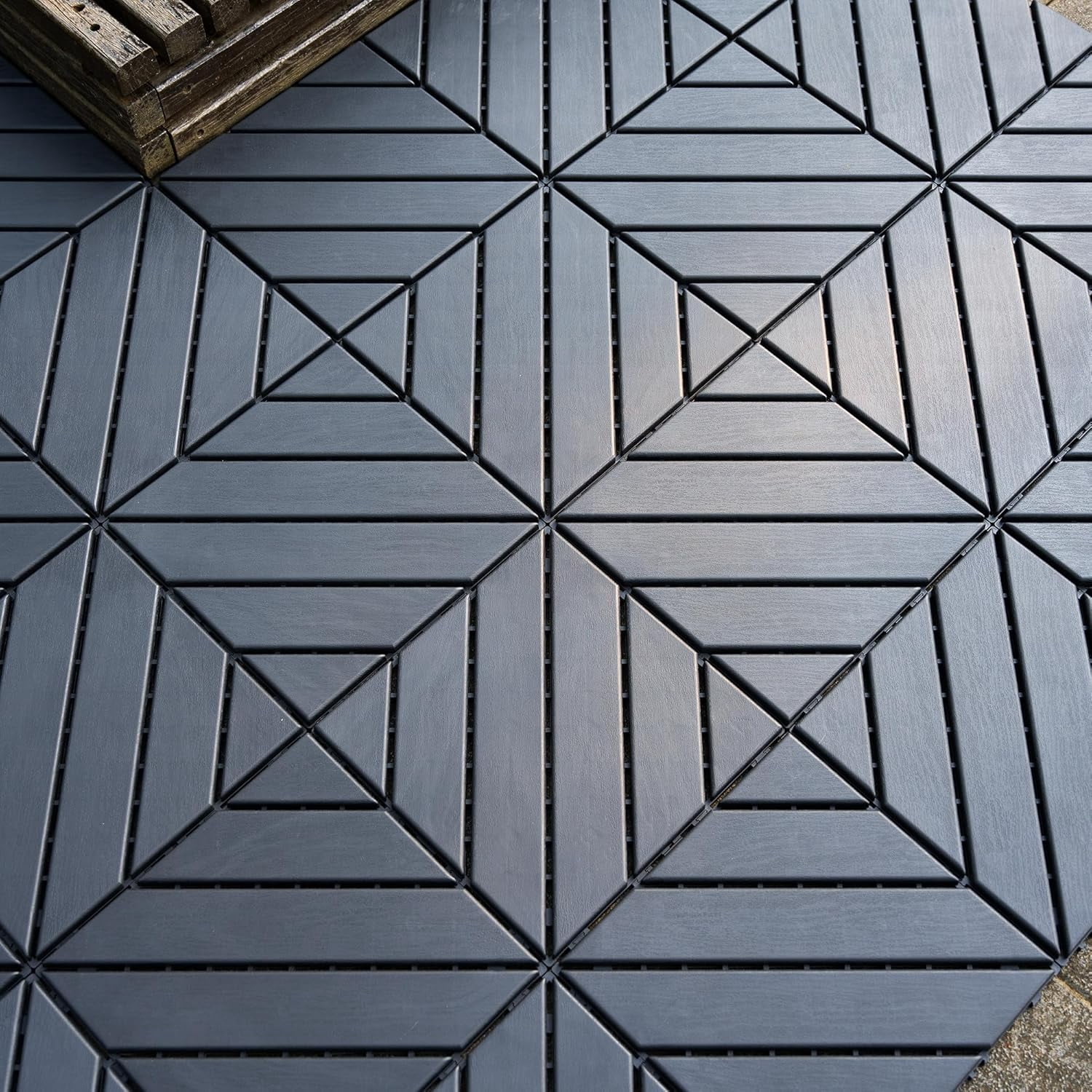 44 Pack Interlocking Deck Tiles Outdoor Patio Flooring Waterproof DIY Snap Plastic Floor Tiles for Balcony Backyard Pool