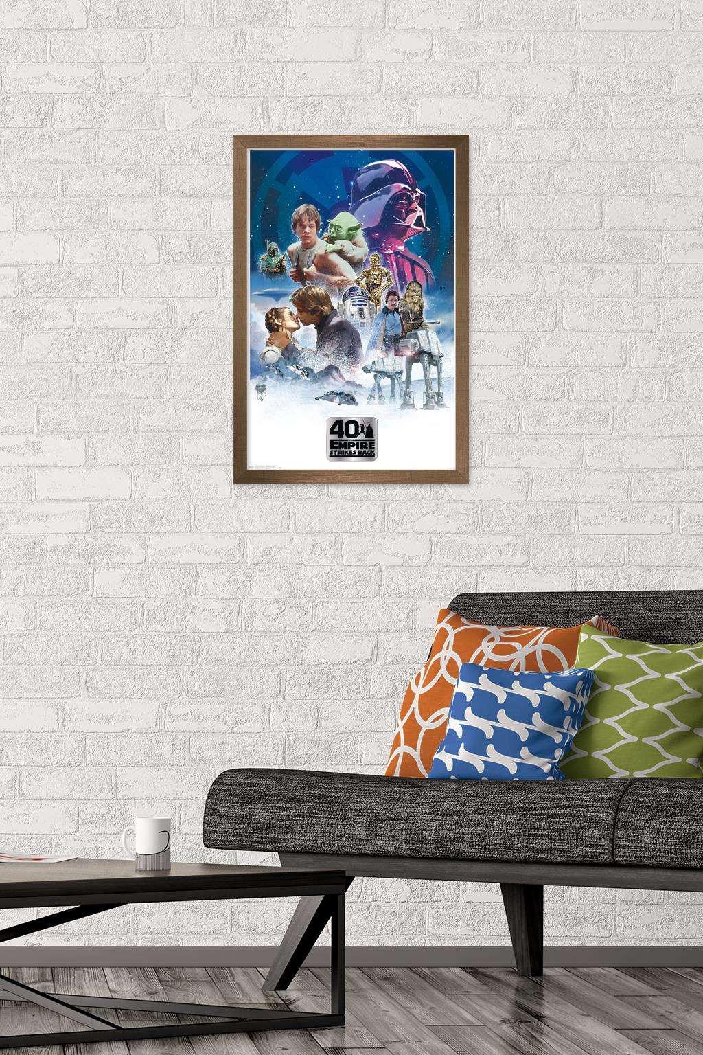 Star Wars: The Empire Strikes Back 40th - Classic Wall Poster, 14.725" x 22.375", Framed