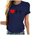 thumbnail image 2 of Oalirro Women's Tops, Tees & Blouses Women Tops and Blouses Fashion Women Casua Printing Pullover Short Sleeve T-Shirt Tops Blouse Navy, 2 of 4