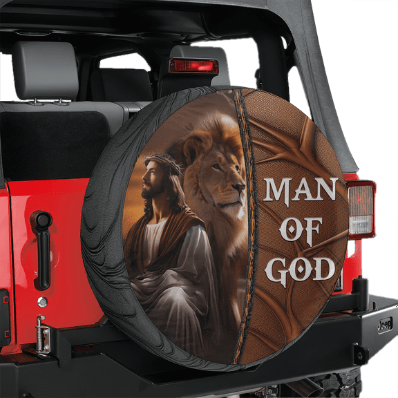 Lotusprinthandmade Jesus and Lion Spare Tire Cover Without Backup Camera Hole 6 Sizes (27 in.), Jesus Christian Tire Cover