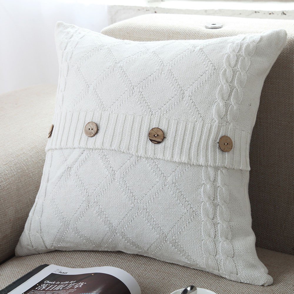 Siaonvr Knitting Button Fashion Throw Pillow Cases Cafe Sofa Cushion