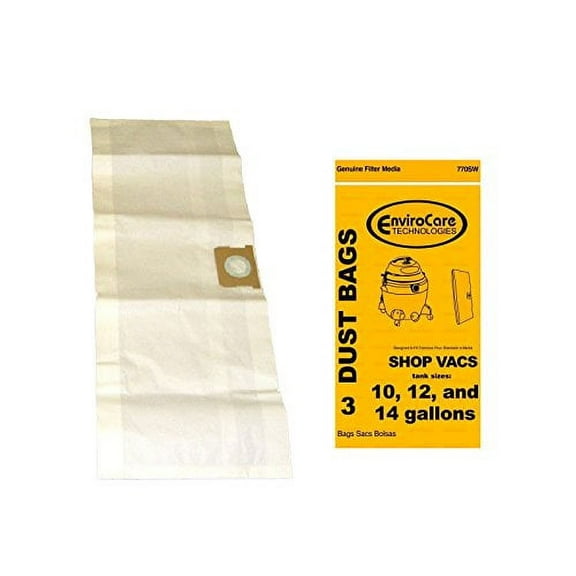 3 ShopVac Type F 10-14 Gallon Bags 9066200 Wet/Dry Shop Vac Vacuum Bags 906-62-00