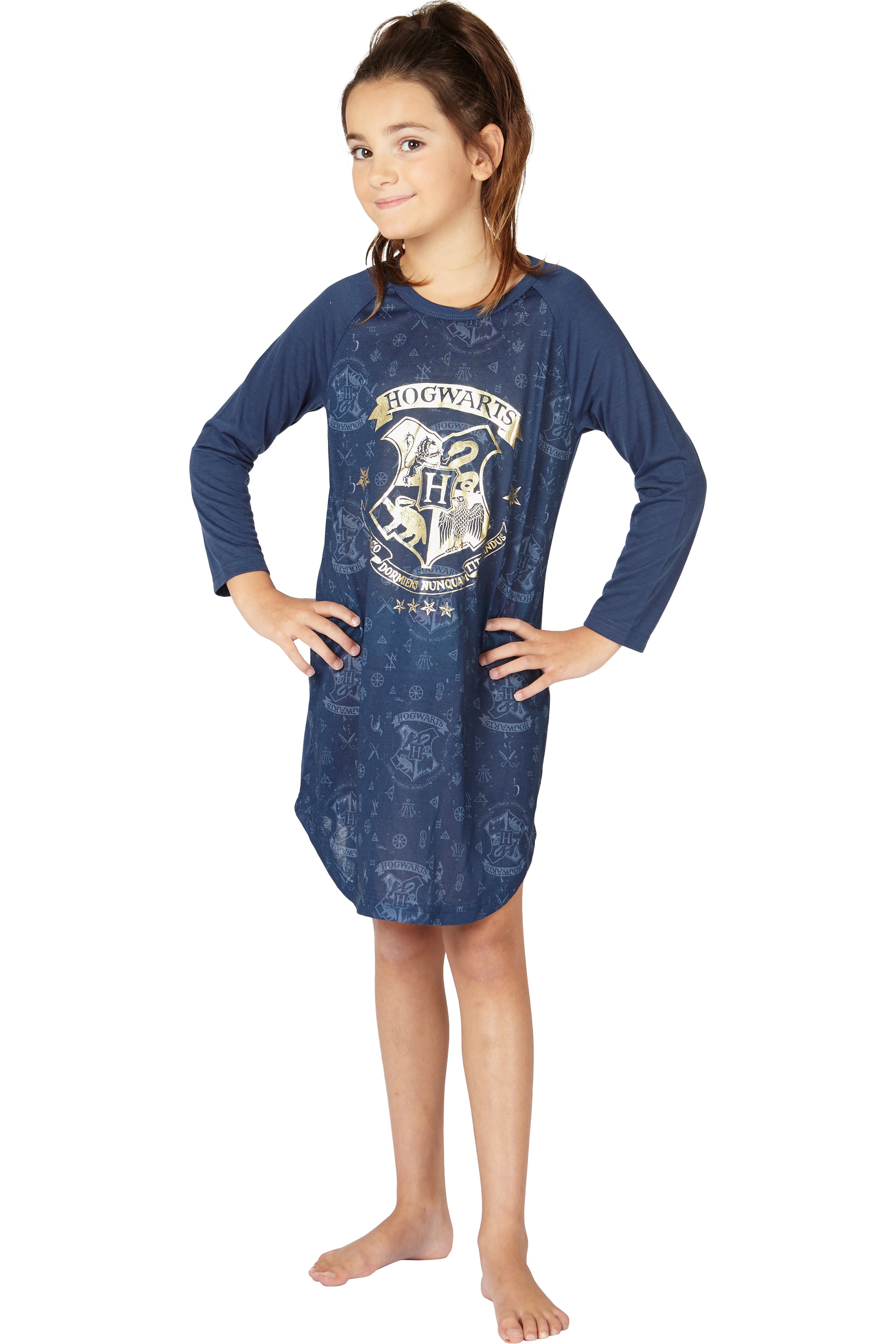 Harry Potter Hermione Chibi Charms Logo House Crest Raglan Pajama Gown