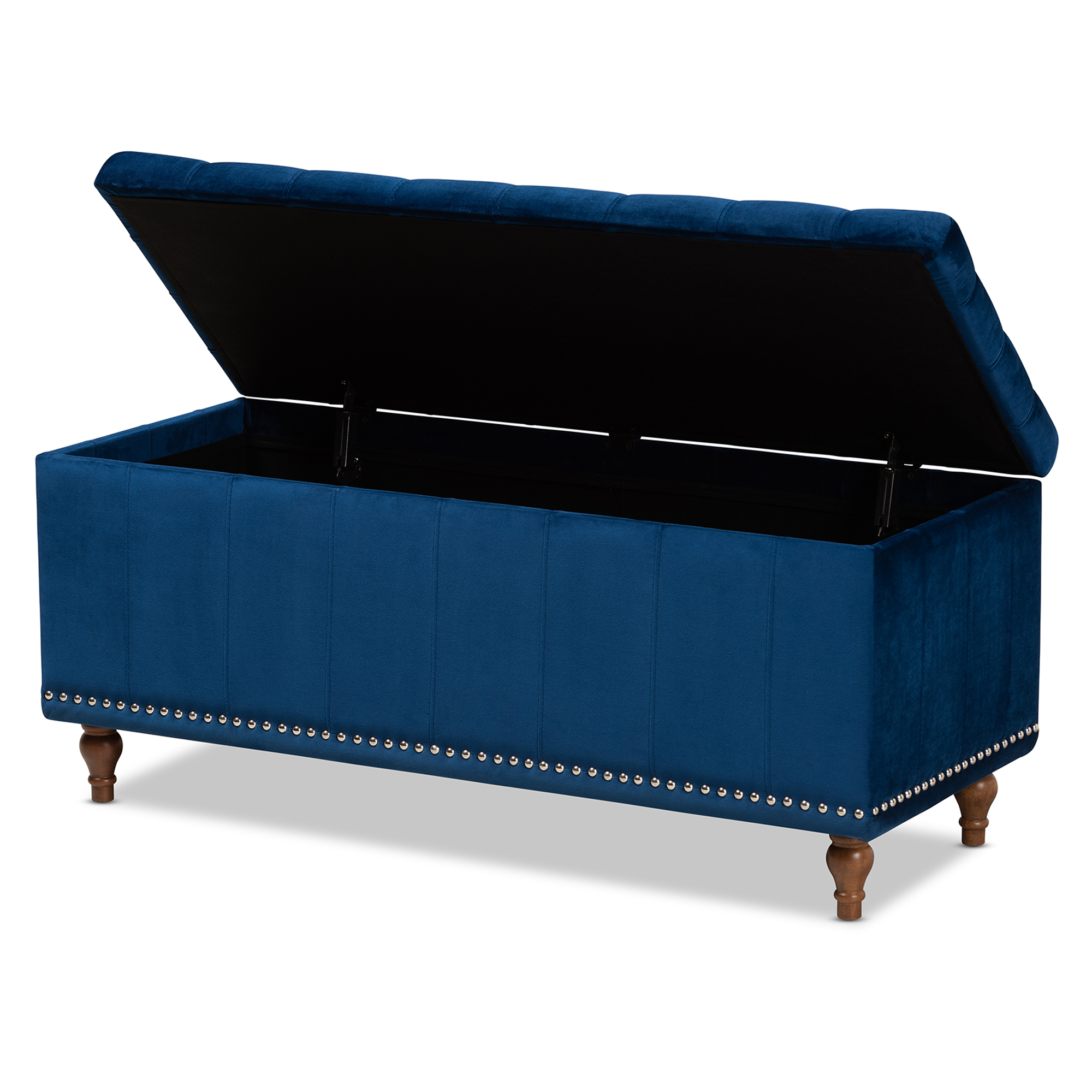 Baxton Studio Kaylee Modern and Contemporary Navy Blue Velvet Fabric Upholstered Button-Tufted Storage Ottoman Bench - image 3 of 11