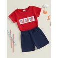 thumbnail image 5 of BemeyourBBs Toddler Baby Boy Girl 4th of July Outfit Patriot Fourth of July Summer Independence Day Clothes American Flag Embroidery Short Sleeve T-Shirts with Shorts 2 Pcs Set, 5 of 9