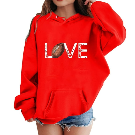 HXWCHs Girls' sweatshirts Girls Graphic Hoodie Long Sleeve Soft Sweatshirt Cute Pullover top Clothes for Kids Red 9-10 Years