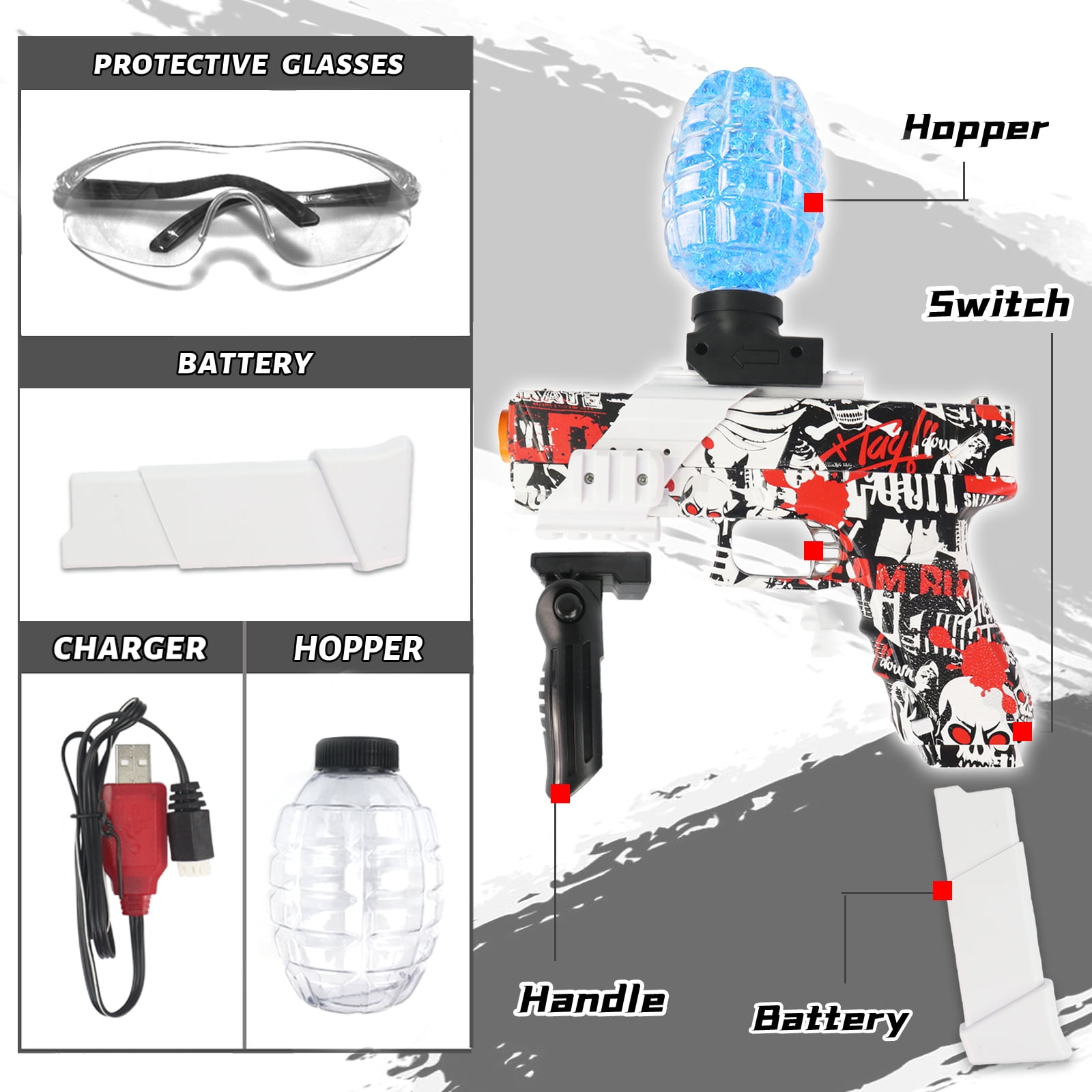 ZHENDUO Electric Gel Ball Blaster Automatic Splatter Blaster Rechargeable for 14+ Years Old