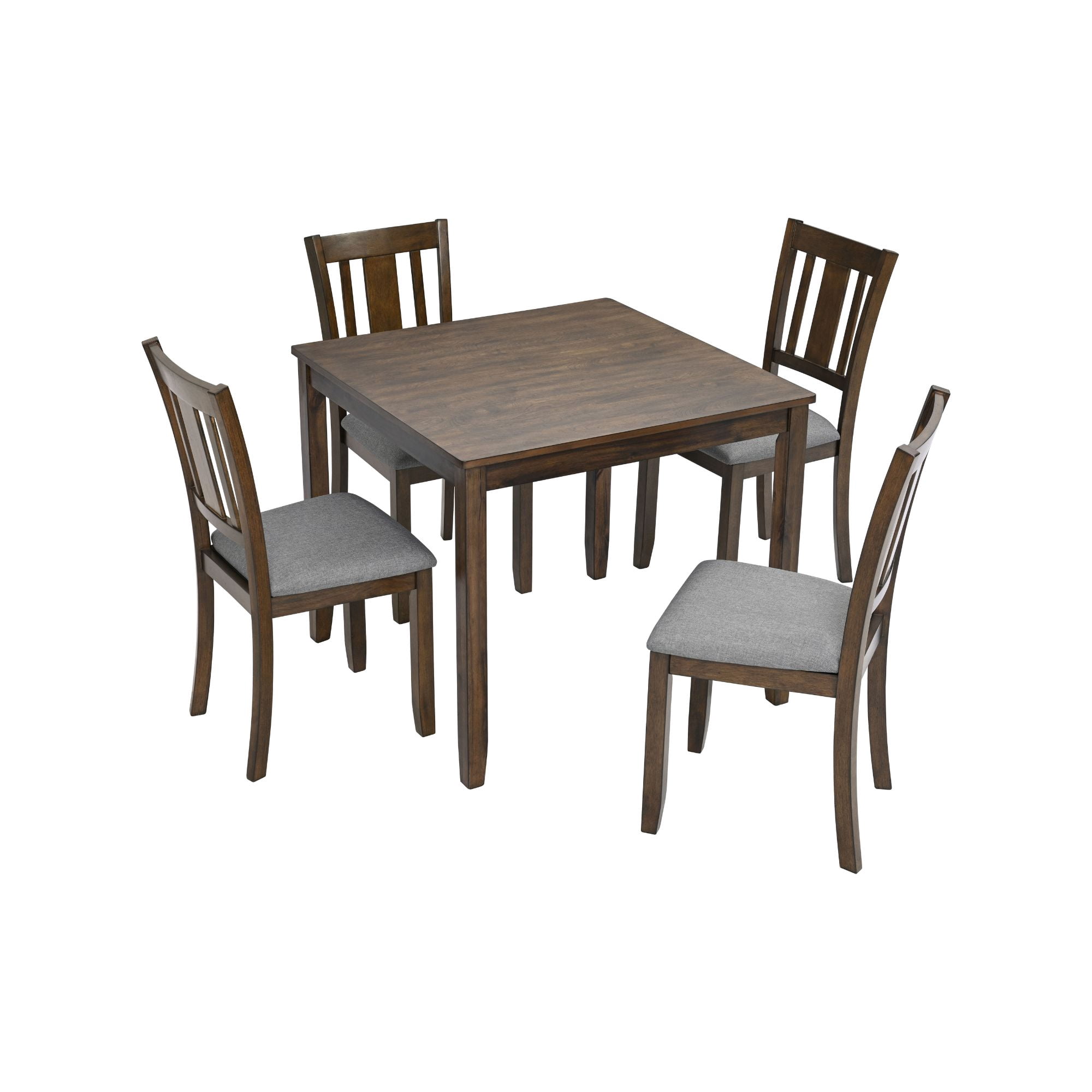 MAYEERTY 5-Piece Wooden Dining Table and Chairs Set for 4 with Water-Oil Resistant Tabletop & Space-Saving for Kitchen Dining Room Apartment, Walnut
