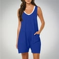thumbnail image 2 of BUIgtTklOP Jumpsuit for Women Clearance Women's Casual Sleeveless Rompers Summer Loose Spaghetti Strap Shorts Jumpsuit with Pockets, 2 of 6
