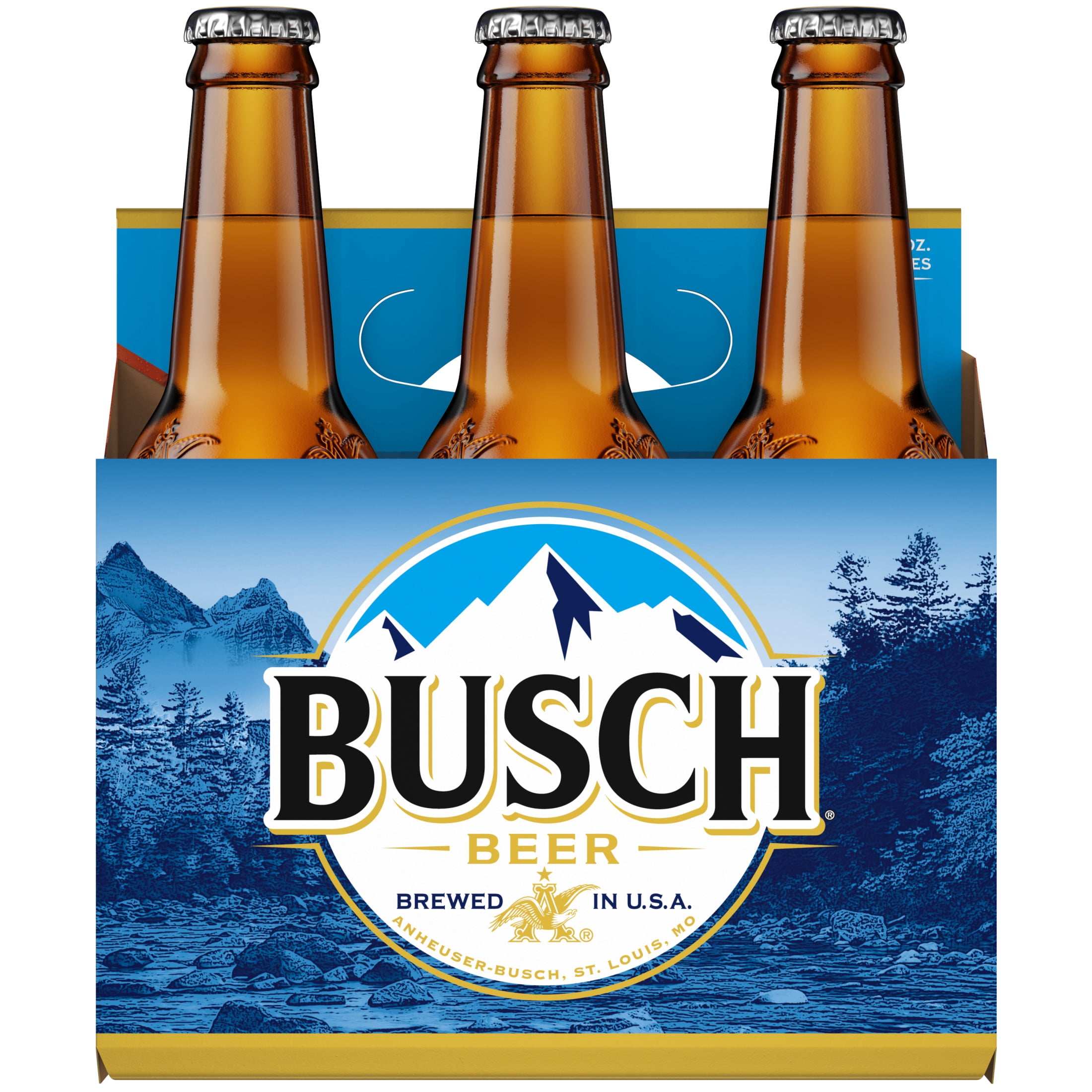 Busch American Lager Beer 6 pack 12 fl oz Glass Bottles 4.3% ABV