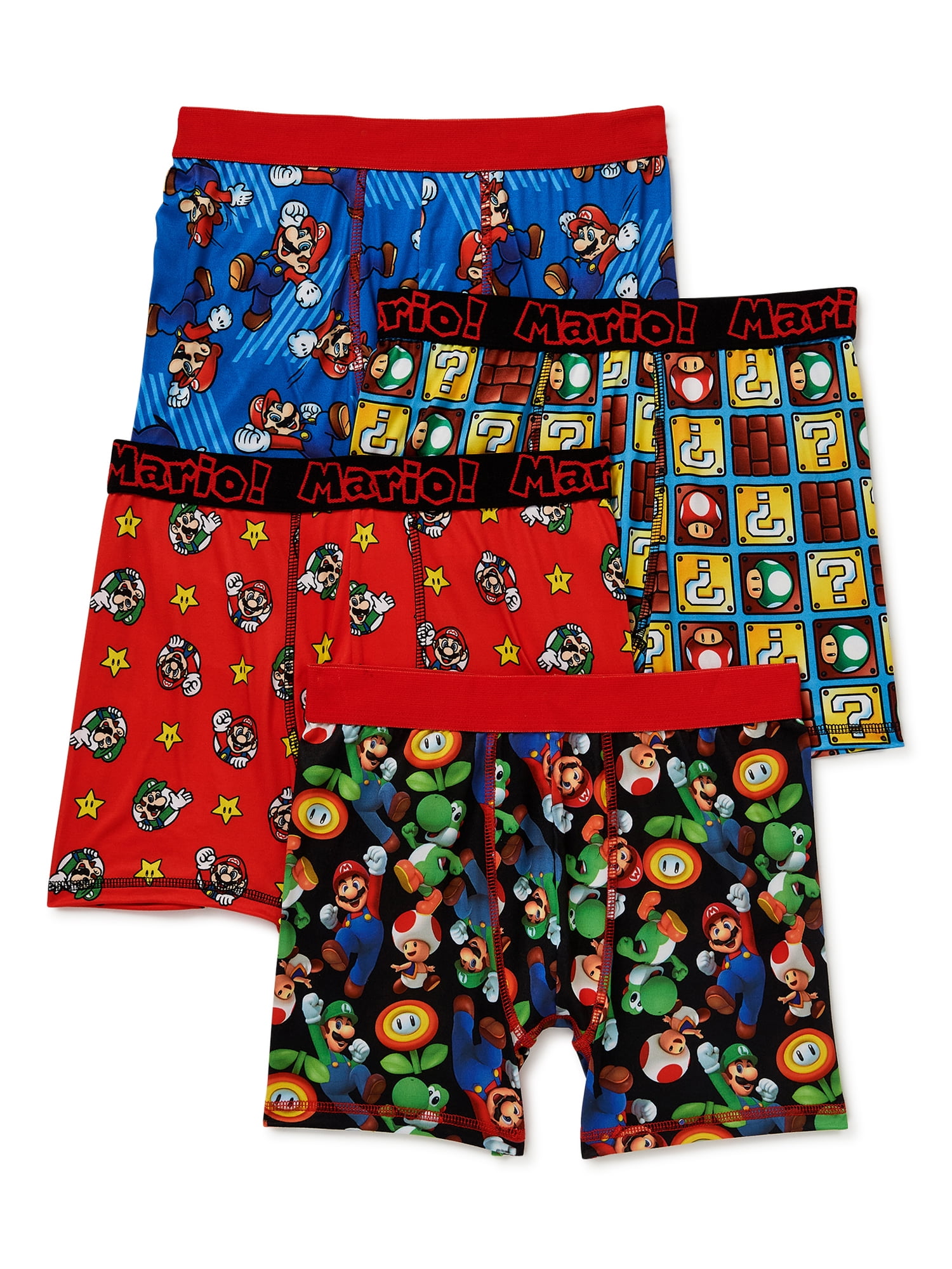 Nintendo Mario Kart Boys Boxer Brief Underwear, 4-Pack, Sizes 4-14