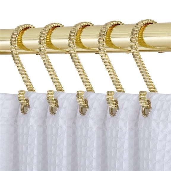 1.6 x 3.2 in. S Shaped Rustproof Zinc Shower Curtain Hooks Rings for Shower Curtains, Bathroom Set of 12 - Gold