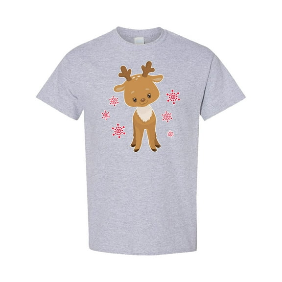 Inktastic Cute Christmas Reindeer with Snowflakes T-Shirt